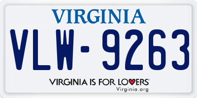 VA license plate VLW9263