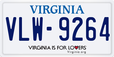 VA license plate VLW9264