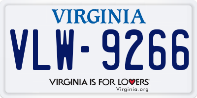 VA license plate VLW9266
