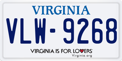 VA license plate VLW9268