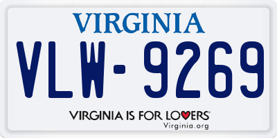 VA license plate VLW9269