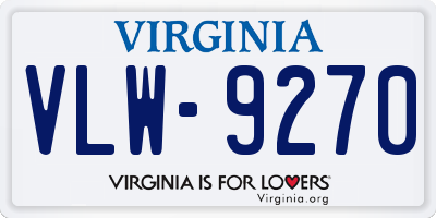 VA license plate VLW9270