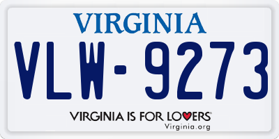 VA license plate VLW9273