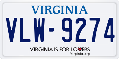 VA license plate VLW9274