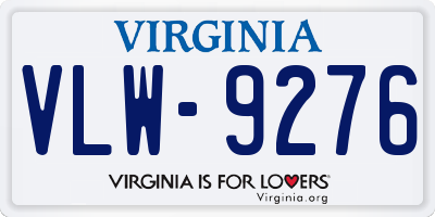 VA license plate VLW9276