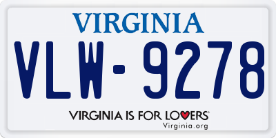 VA license plate VLW9278