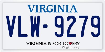 VA license plate VLW9279