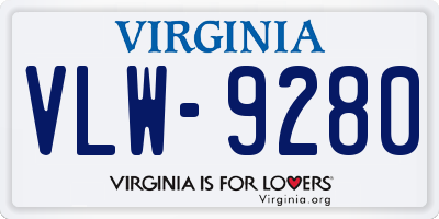 VA license plate VLW9280