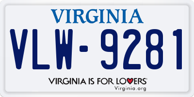 VA license plate VLW9281