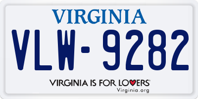 VA license plate VLW9282