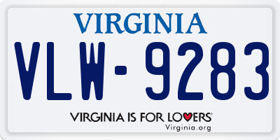 VA license plate VLW9283