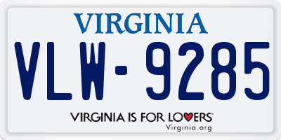 VA license plate VLW9285