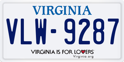 VA license plate VLW9287