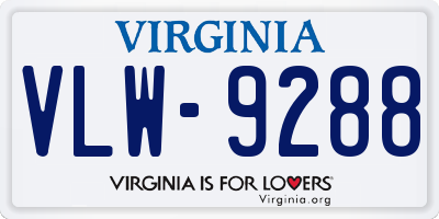 VA license plate VLW9288