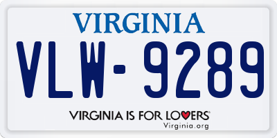 VA license plate VLW9289