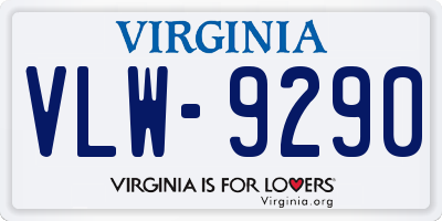 VA license plate VLW9290