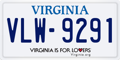 VA license plate VLW9291