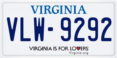 VA license plate VLW9292