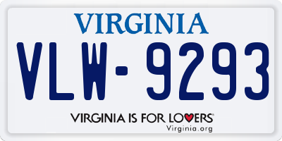 VA license plate VLW9293