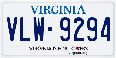 VA license plate VLW9294