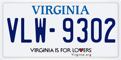 VA license plate VLW9302