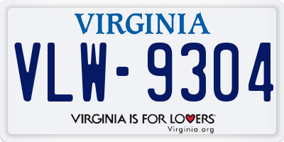 VA license plate VLW9304