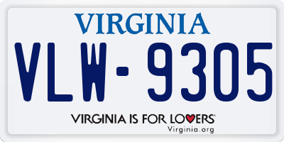 VA license plate VLW9305