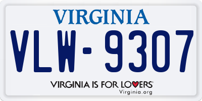 VA license plate VLW9307