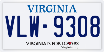 VA license plate VLW9308