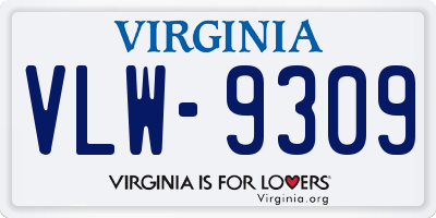 VA license plate VLW9309