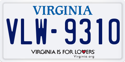 VA license plate VLW9310