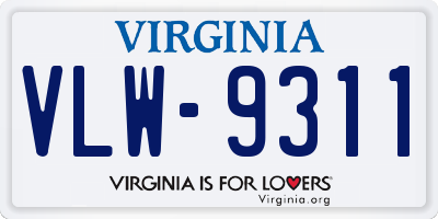 VA license plate VLW9311