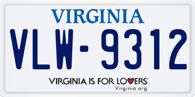 VA license plate VLW9312