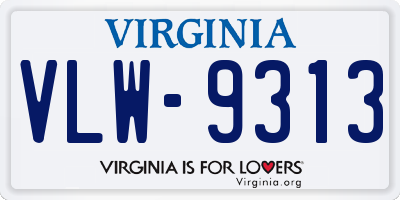 VA license plate VLW9313