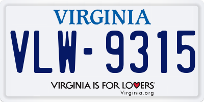 VA license plate VLW9315