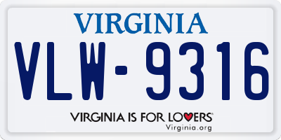 VA license plate VLW9316