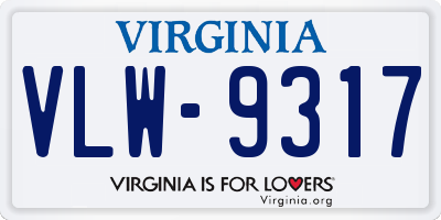 VA license plate VLW9317