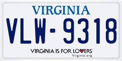 VA license plate VLW9318