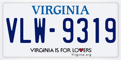 VA license plate VLW9319