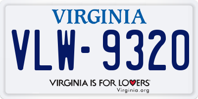 VA license plate VLW9320