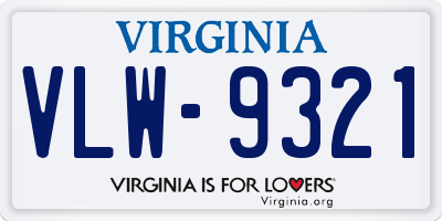 VA license plate VLW9321