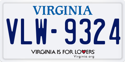 VA license plate VLW9324