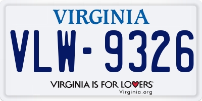 VA license plate VLW9326