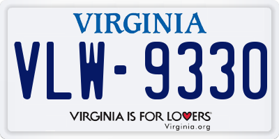 VA license plate VLW9330