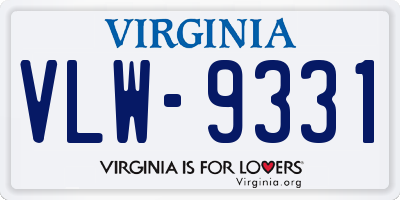 VA license plate VLW9331