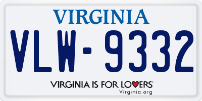 VA license plate VLW9332