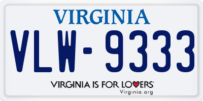 VA license plate VLW9333