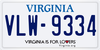 VA license plate VLW9334