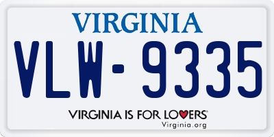 VA license plate VLW9335