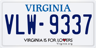 VA license plate VLW9337